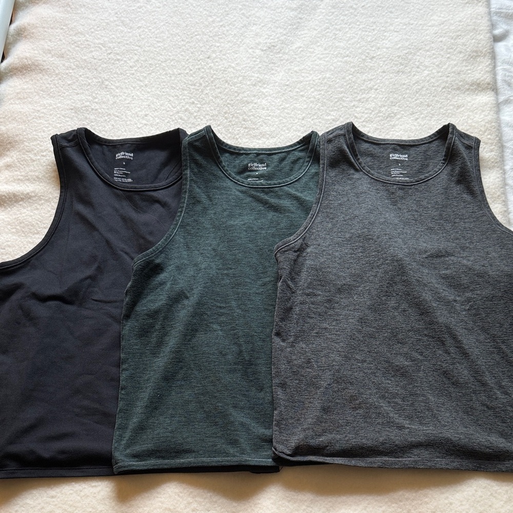 Girlfriend Collective Cropped Tank Tops Small Set of 3